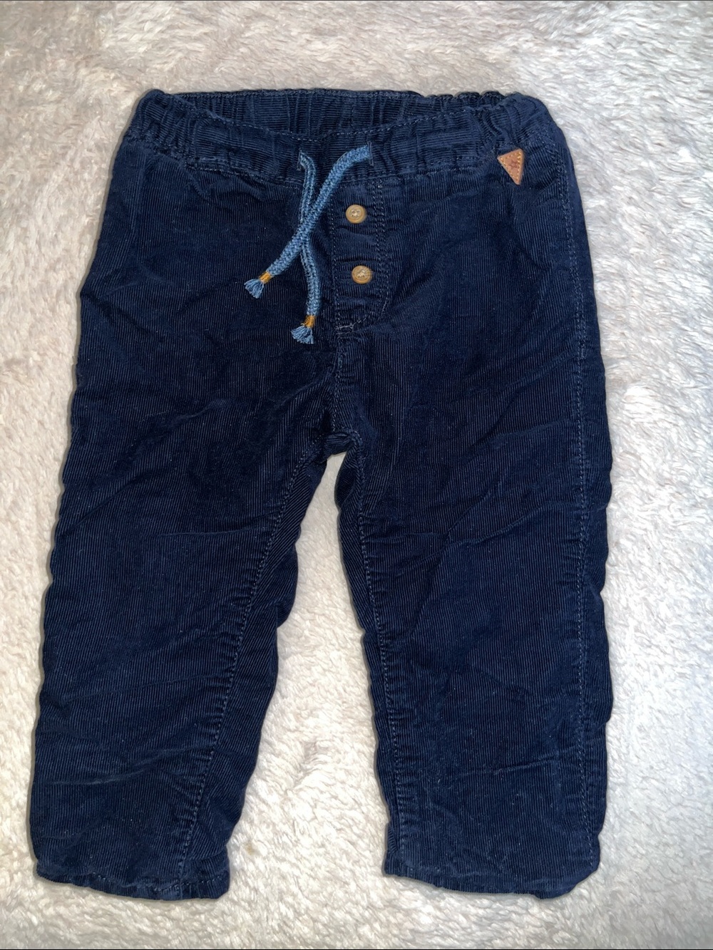 H&M Navy Corduroy Pull-On Pants with Drawstring